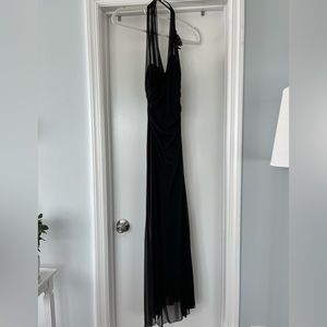Black gown with ruching